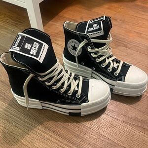 converse x rick owen’s black platform converse